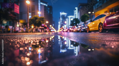 A city road at the heart of a bustling metropolis during the night © didiksaputra