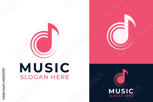 Music Note Key with Knob Control Adjustment Analog Logo Design Branding Template