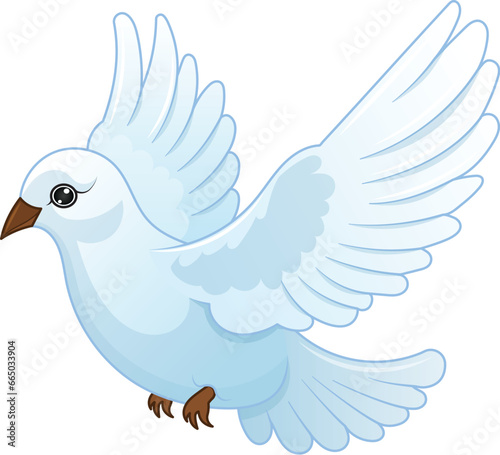 Vector Dove Flying on White Background
