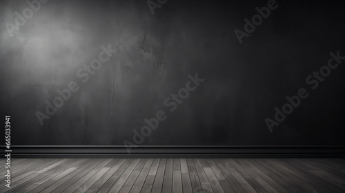 Dark fray loft Room interior empty space background mock up  room walls and blank parquet floor
