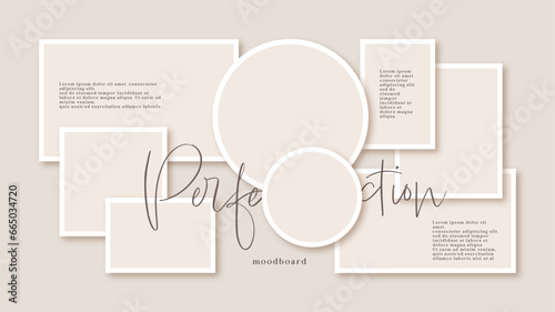 Vector photo collage template moodboard pictures grids vector illustration	