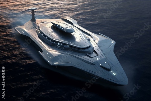 A futuristic warship designed for protection. Generative AI © Kaida