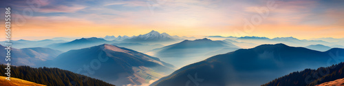 Mountain landscape with sunset background 