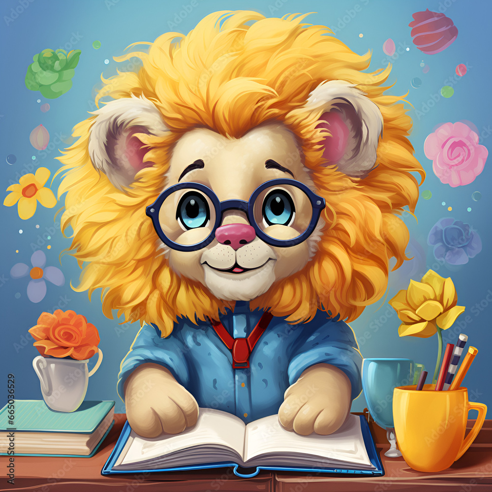 Φωτογραφία Cartoons, Löwe, Tier, Fell, bunt, Blume, Zeichnung,cartoons, lion, animal, fur,