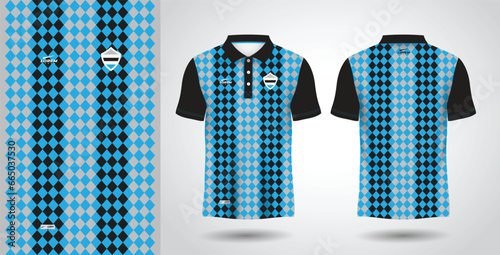 blue and black polo sport shirt sublimation jersey design template