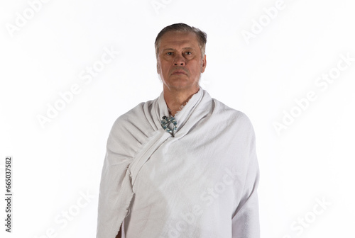 Fotografie portrait of an ancient Roman Emperor in a white tunic
