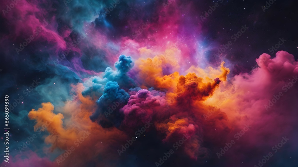 Colorful Abstract Smoke With Cosmic Or Space Background