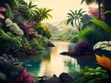 exotic plants and wildlife, tropical landscape