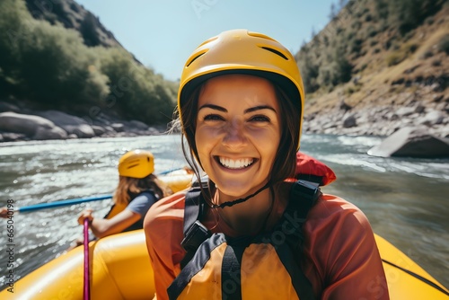 woman on a river rafting adventure