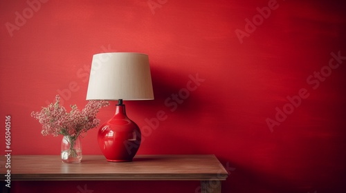 table lamp with red bacckground generated by AI