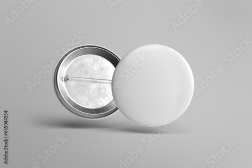 Badge pin brooch isolated on white mockup on white background