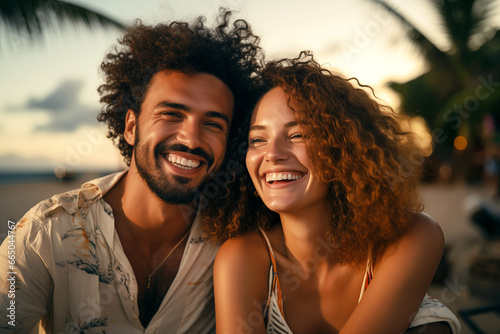 A Latin's Couple vacation on a beach