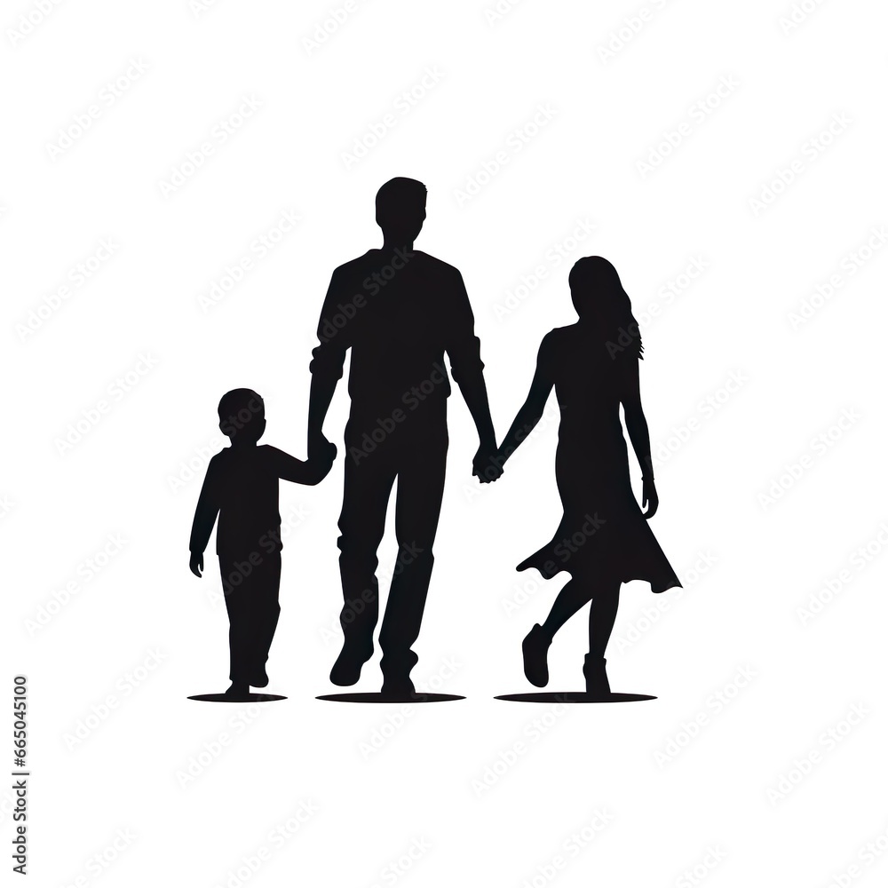 Silhouette of family isolated on white Parents with children Silhouette of family isolated on white Parents with children