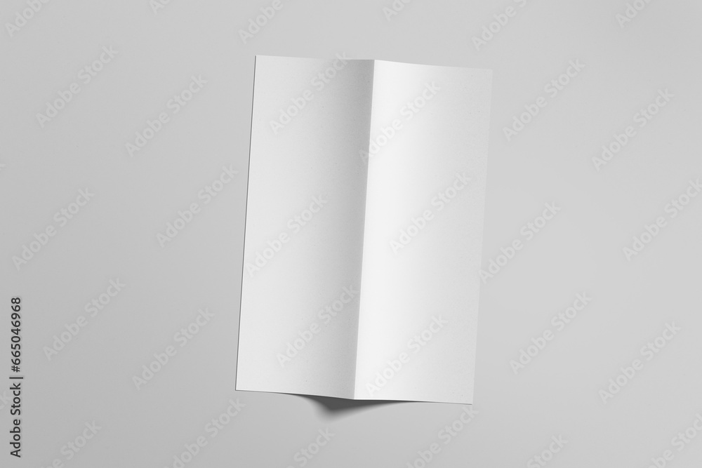Realistic blank A4 bifold brochure for mockup isolated on gray background Realistic blank A4 bifold brochure for mockup isolated on gray background