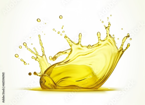 Olive or engine oil splash, cosmetic serum liquid isolated on white background.