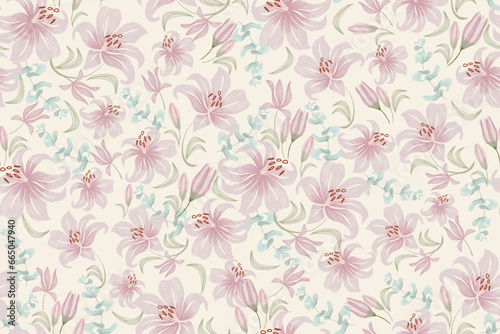 Wallpaper Mural Floral watercolour Pattern seamless paisley embroidery with floral lily motifs. Ethnic pattern oriental traditional Aztec style. vector illustration design for fabric, textile. Torontodigital.ca
