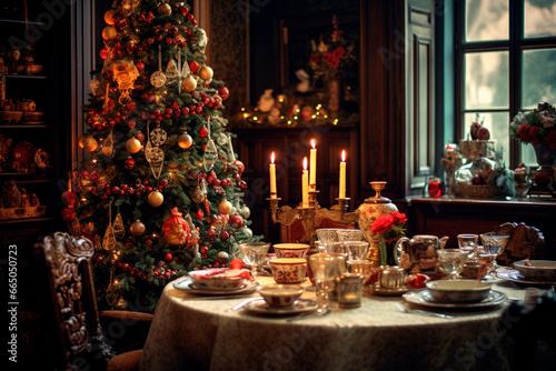 Home decorated for Christmas