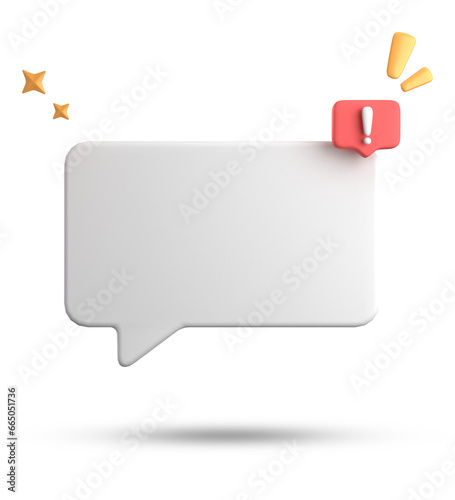 3d rendering of speech bubble, 3D pastel chat with exclamation mark icon set.