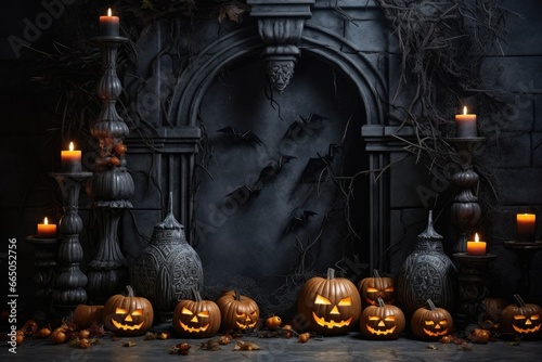 Happy Halloween Decorations Background. Wallpaper. Backdrop. Decorative. Illustration