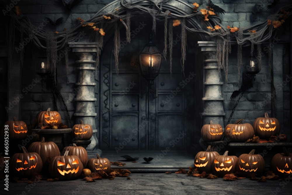Happy Halloween Decorations Background. Wallpaper. Backdrop. Decorative. Illustration