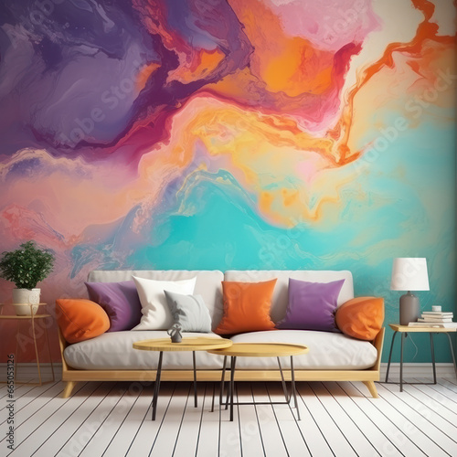  Stylish Multicolored Painting. Abstract Art Texture Wallpaper, Generative Ai