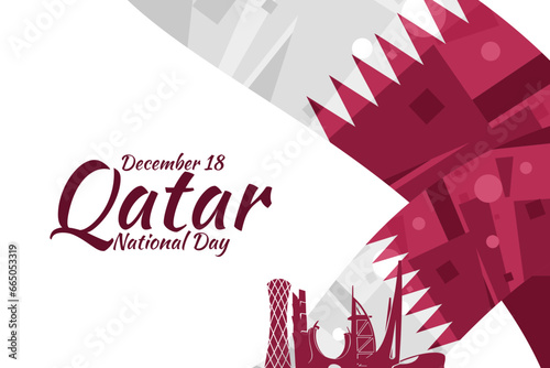 December 18, Qatar National Day Vector Illustration. Suitable for greeting card, poster and banner.