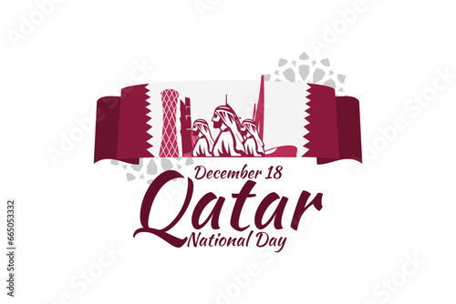 December 18, Qatar National Day Vector Illustration. Suitable for greeting card, poster and banner.