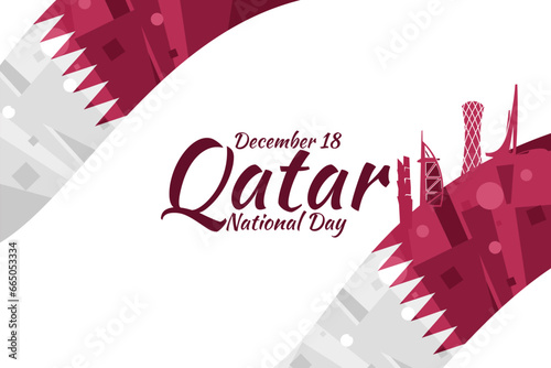 December 18, Qatar National Day Vector Illustration. Suitable for greeting card, poster and banner.