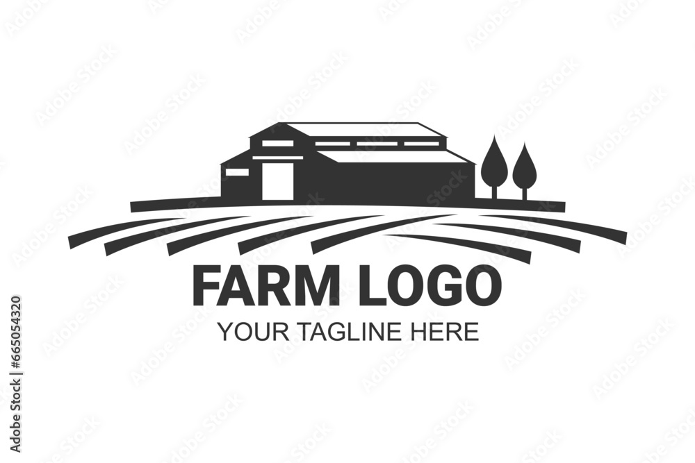 Farm House logo isolated on white background. Black emblem with farmhouse for natural farm products. Vector illustration. Farm House logo isolated on white background. Black emblem with farmhouse for natural farm products. Vector illustration.