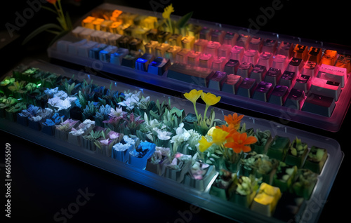 Colorful flower miniature keyboard customized keycap diorama photo