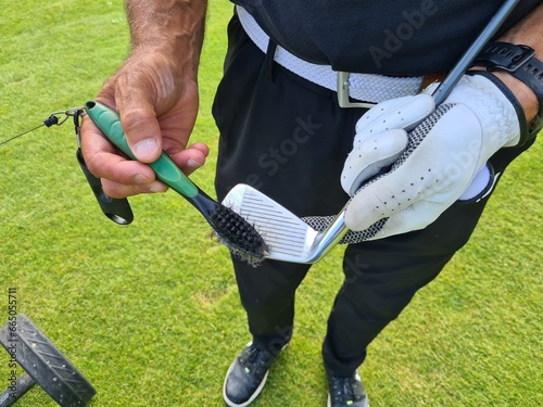 Hard brushes and cleaning and care of golf clubs and golf