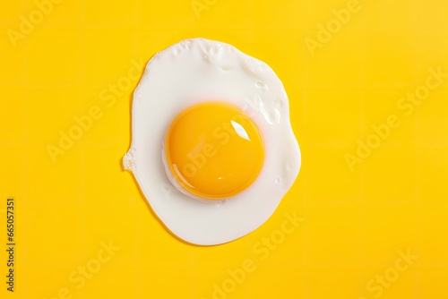 Fried egg on a yellow background. photo
