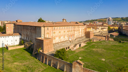 Aerial view of the Ducal Palace in Sassuolo. It is a Baroque villa with a large park located in the town of Sassuolo, Emilia Romagna, Italy.  It was a residence of the Dukes of Este. photo