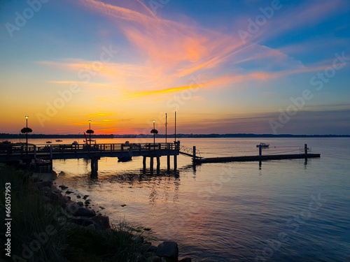 Beautiful sunset over the Polish sea