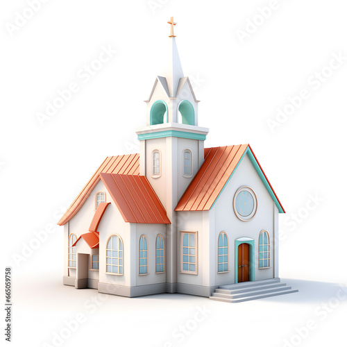 Church 3d clipart isolated on white
