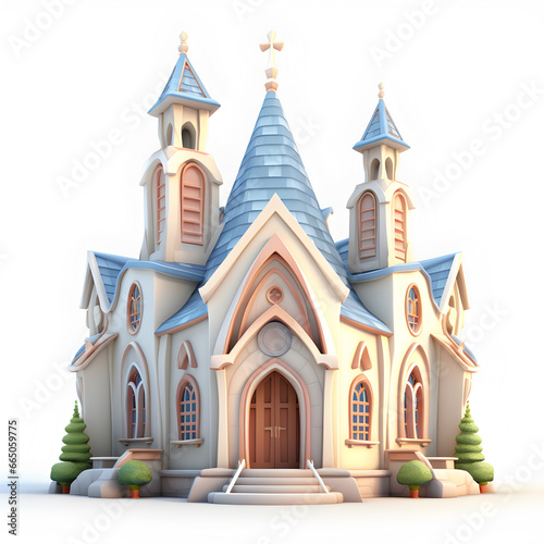 Church 3d clipart isolated on white