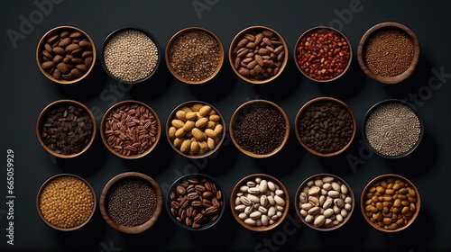 Top of view of roasted coffee beans