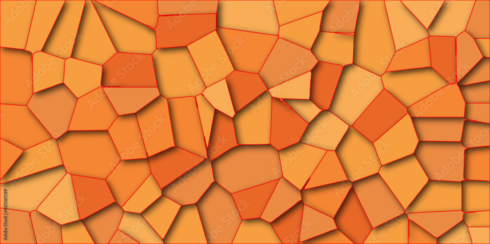 Multicolor Broken Stained Glass Background with White lines. Voronoi diagram background. Seamless pattern with 3d shapes vector Vintage Illustration background. Geometric Retro tiles pattern	