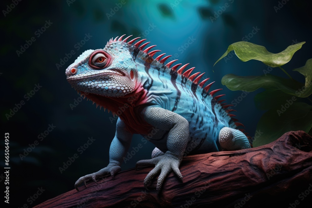 Obraz premium A reptile perched on a high tree branch