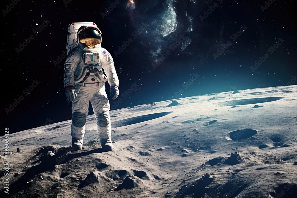 An astronaut exploring the lunar landscape