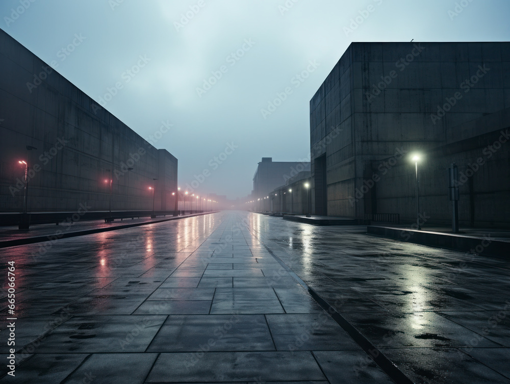 Modern buildings empty parking lots Modern buildings empty parking lots