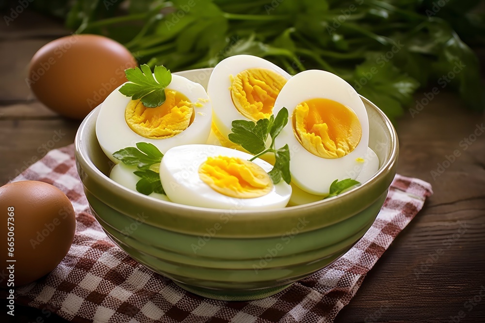 Boiled eggs in bowl. Boiled eggs in bowl.