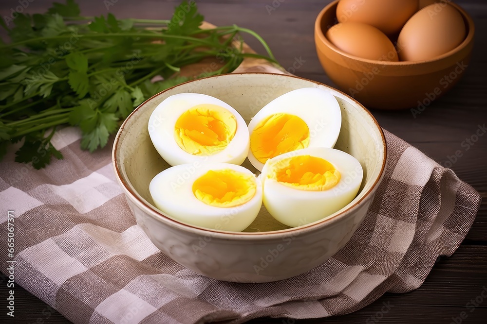 Boiled eggs in bowl. Boiled eggs in bowl.