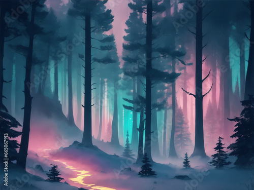 Forest landscape generatad by AI
