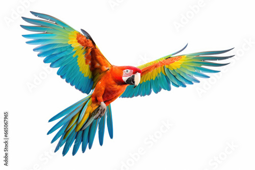 Flying parrot on white background © Venka