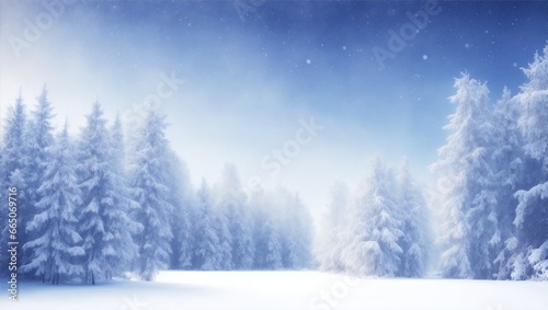 winter landscape with trees and snow © Iqbal