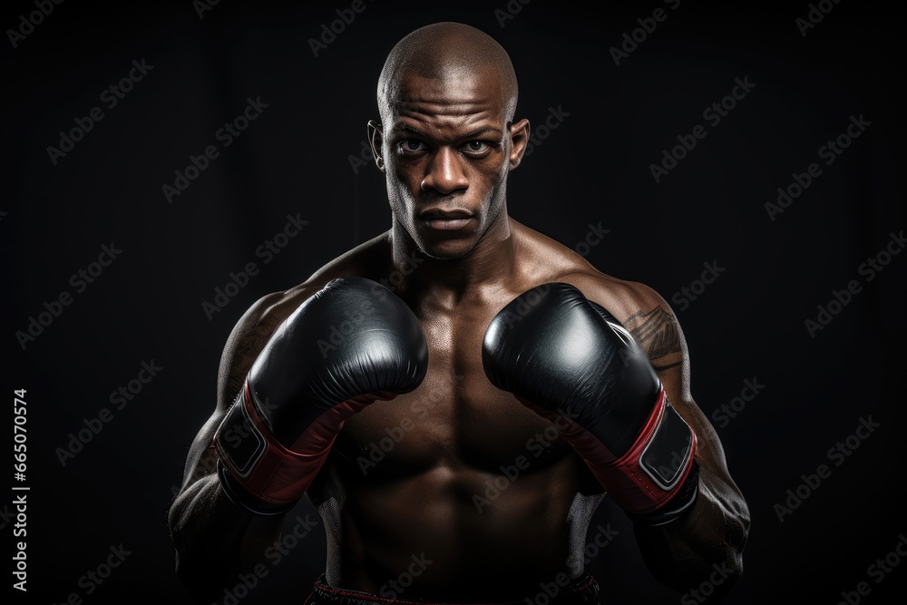 A confident boxer ready for a match