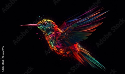 hummingbird logo with multiple colors flying through the air.. © Moinul