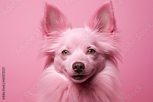 Pink colored dog on Pink Background. © Moinul