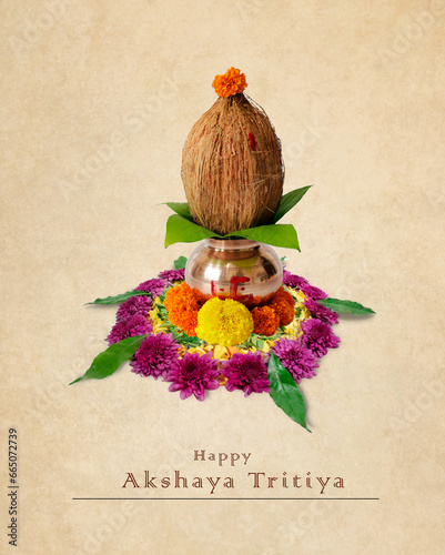 Happy Akshaya Tritiya, Happy laxmi pujan Indian festival akshaya tritiya concept photo